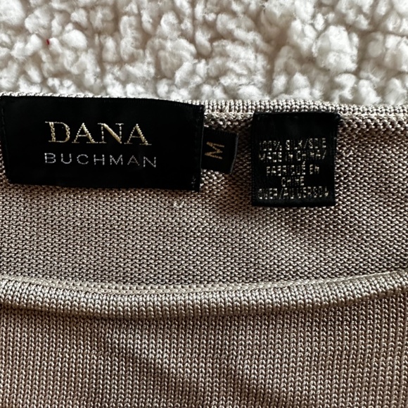 Dana Buchman 100% Silk Black/Tan Striped Sweater Size Medium - Picture 3 of 10